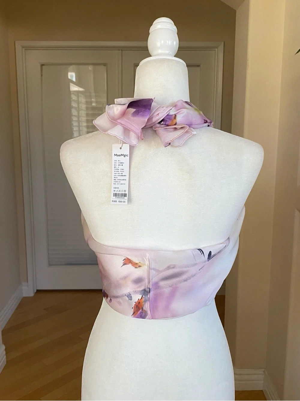 Handmade 100% Silk Lavender Floral Wrap Scarf Top